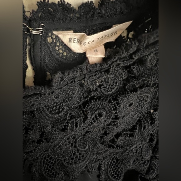 Rebecca Taylor silk lace black top size 8 georgette ruffle - Picture 4 of 6